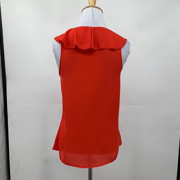 Rinascimento Blouse Womens S Small Red Ruffle Flap Lace Up Sleeveless Made Italy - Picture 6 of 11
